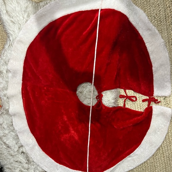 Santa fur Christmas holiday Tree skirt - Picture 3 of 6